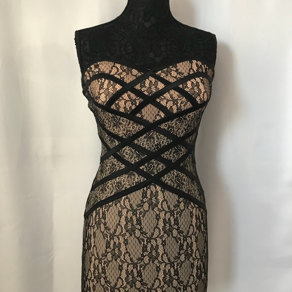 Forever 21 Black/Nude Lace Mini Dress